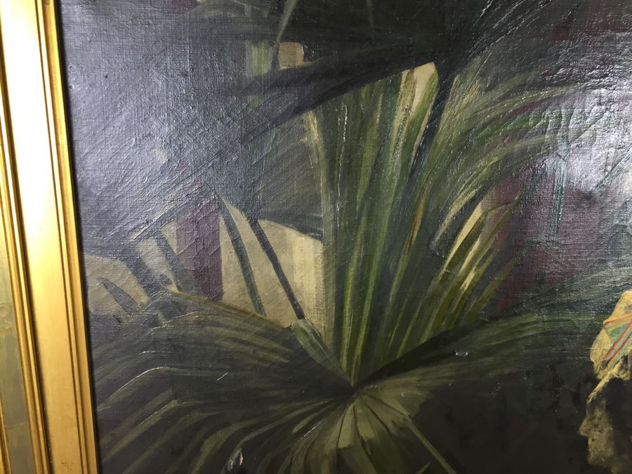 Absolutely Stunning LARGE Christian Roullier (1845 - 1926) Original Oil Painting Signed Lower Left Roullier Paris 1884 In Antique Gilt Frame [Photo 20]