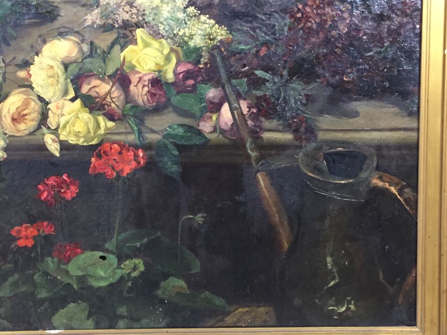 Absolutely Stunning LARGE Christian Roullier (1845 - 1926) Original Oil Painting Signed Lower Left Roullier Paris 1884 In Antique Gilt Frame [Photo 8]