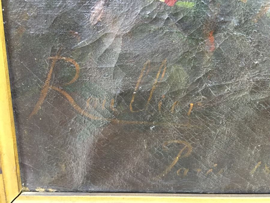 Absolutely Stunning LARGE Christian Roullier (1845 - 1926) Original Oil Painting Signed Lower Left Roullier Paris 1884 In Antique Gilt Frame [Photo 16]