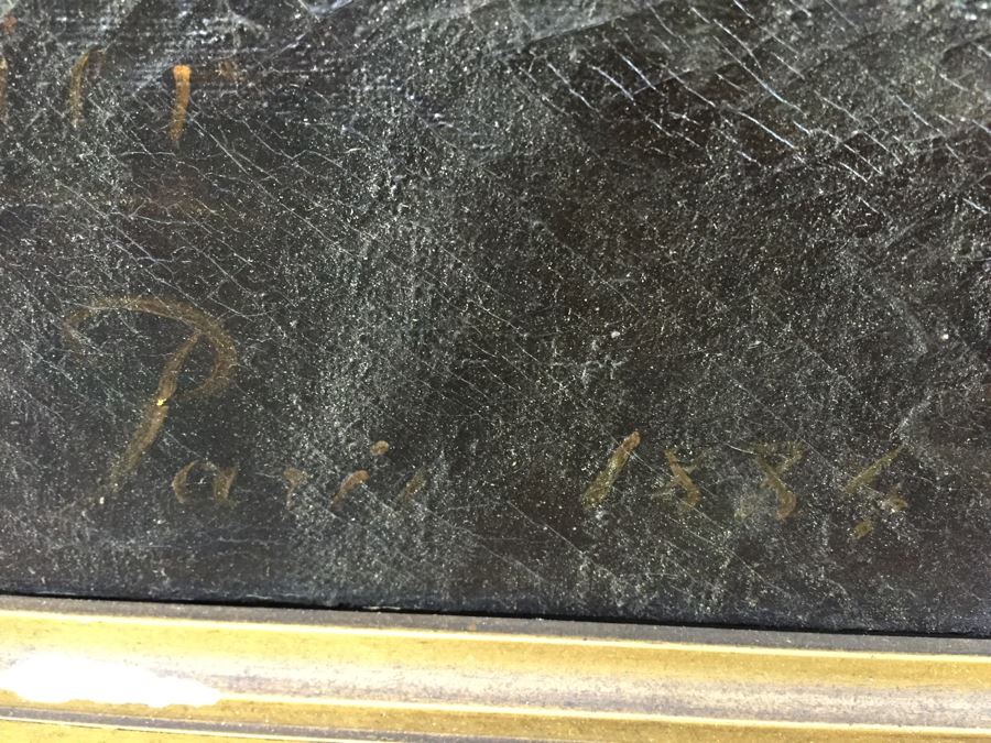 Absolutely Stunning LARGE Christian Roullier (1845 - 1926) Original Oil Painting Signed Lower Left Roullier Paris 1884 In Antique Gilt Frame [Photo 14]