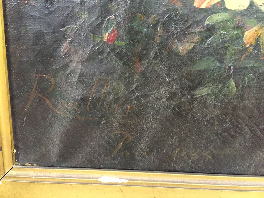 Absolutely Stunning LARGE Christian Roullier (1845 - 1926) Original Oil Painting Signed Lower Left Roullier Paris 1884 In Antique Gilt Frame [Photo 13]