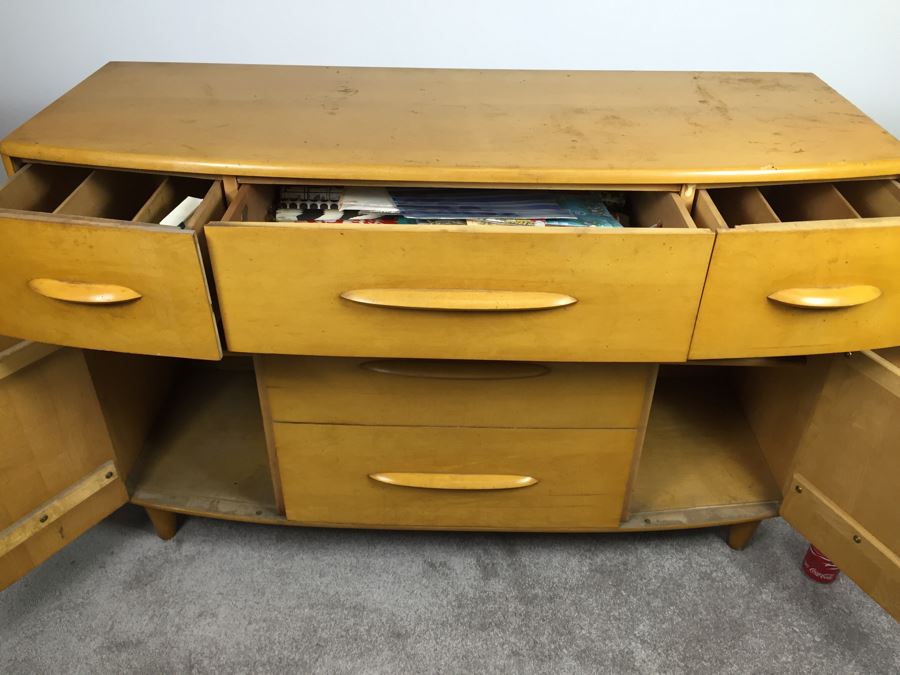 Stunning Mid-Century Modern Blonde Thomasville Chair Company Buffet Sideboard Bowfront [Photo 7]