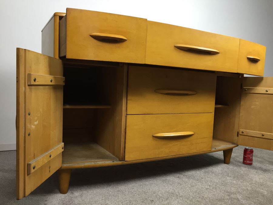 Stunning Mid-Century Modern Blonde Thomasville Chair Company Buffet Sideboard Bowfront [Photo 8]