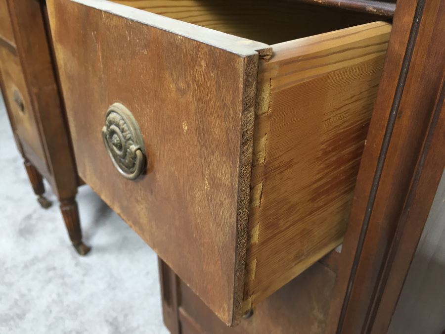 Vintage Wooden Desk On Casters