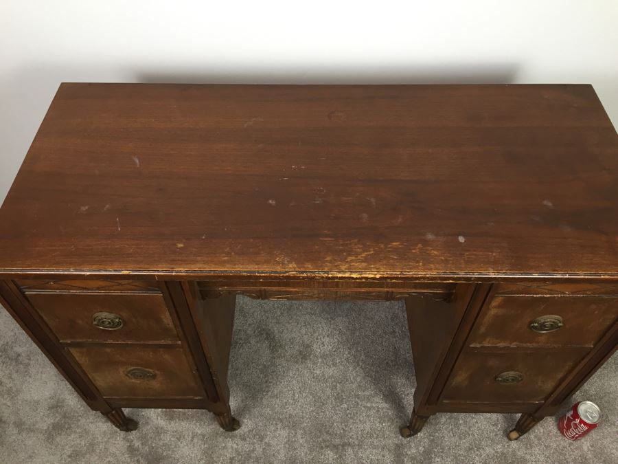 Vintage Wooden Desk On Casters [Photo 6]