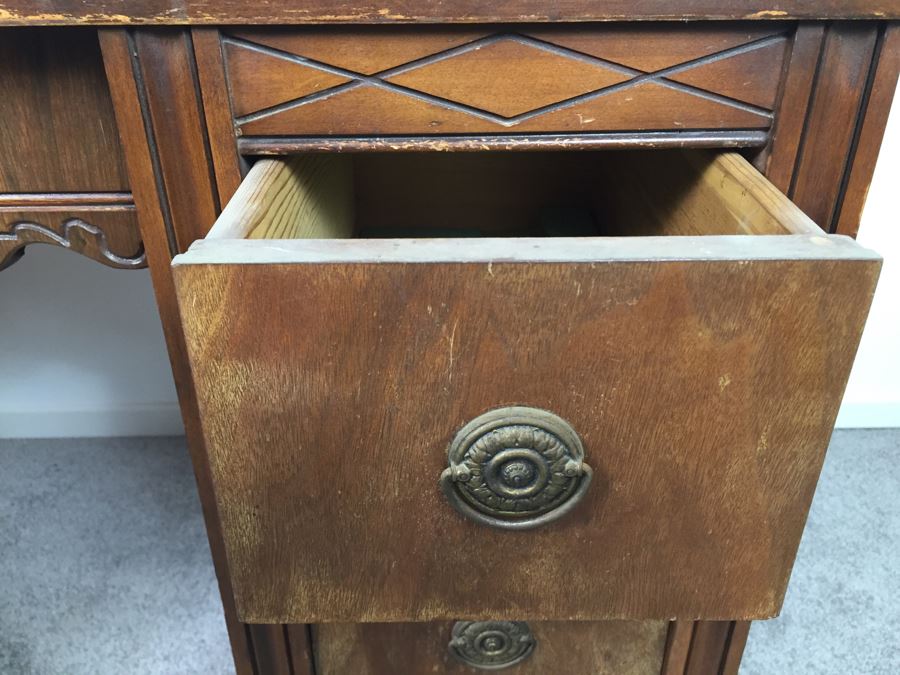 Vintage Wooden Desk On Casters [Photo 7]