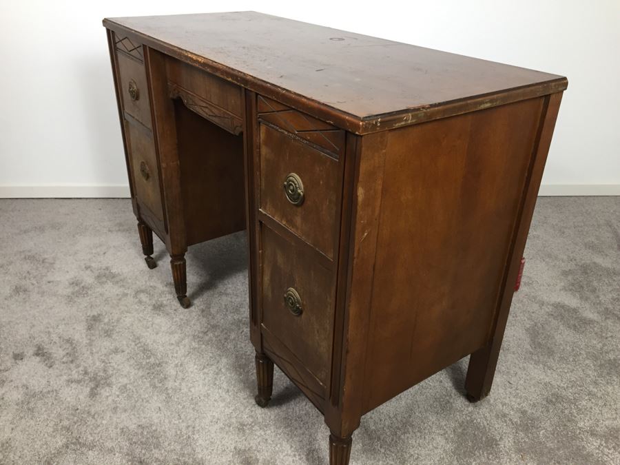 Vintage Wooden Desk On Casters [Photo 10]