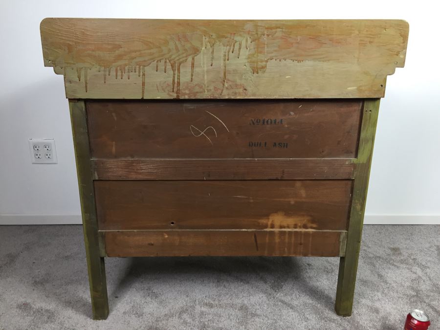 Vintage Wooden Dresser Chest Of Drawers Painted Avocado Green With Some Contents [Photo 13]