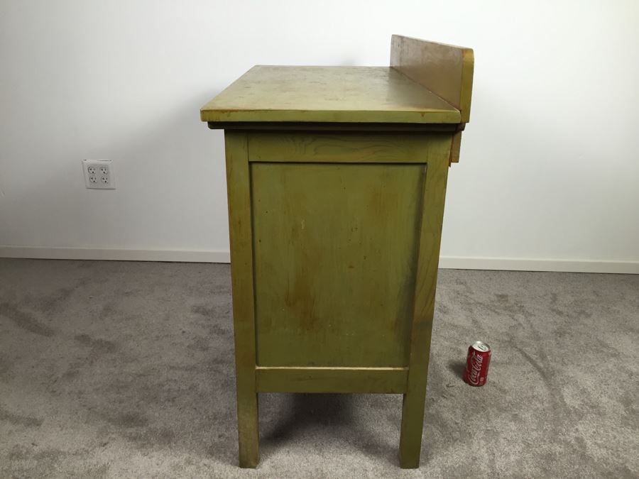 Vintage Wooden Dresser Chest Of Drawers Painted Avocado Green With Some Contents [Photo 12]