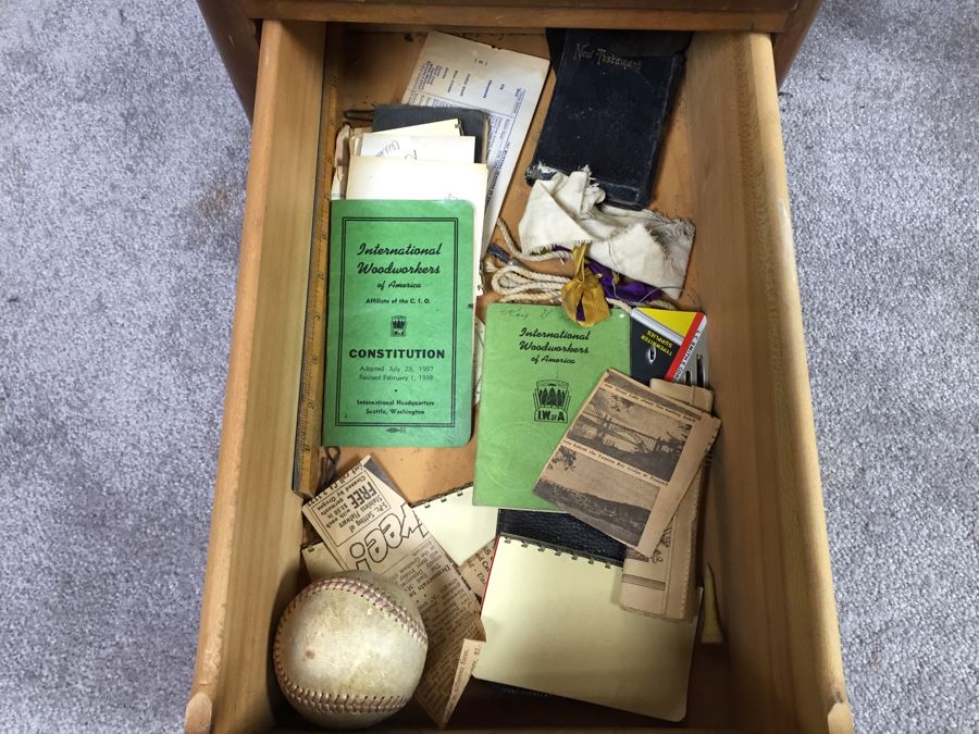Vintage Art Deco Desk Filled With Vintage Office Supplies And Items [Photo 19]