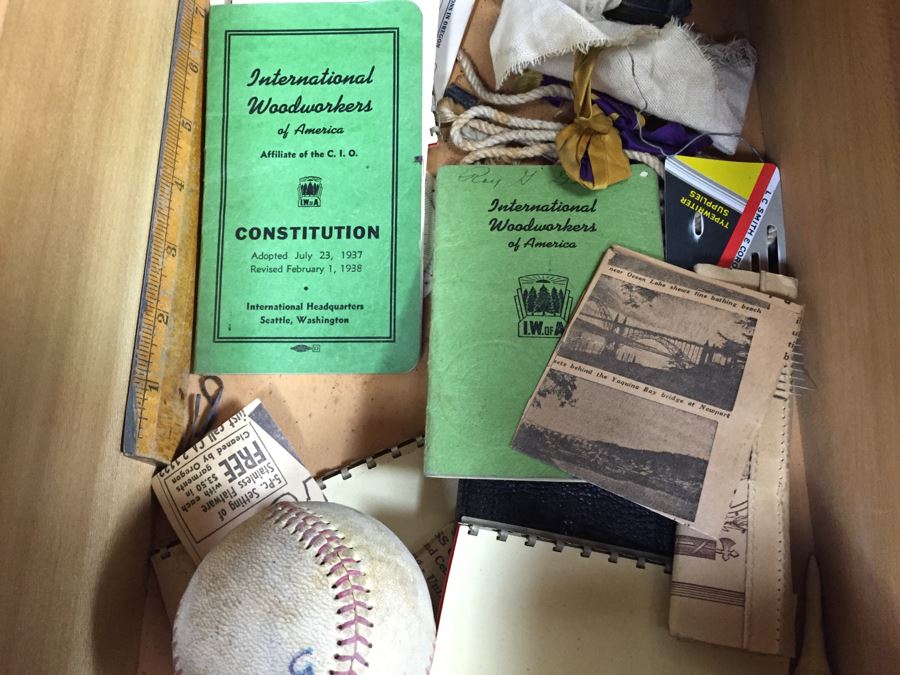 Vintage Art Deco Desk Filled With Vintage Office Supplies And Items [Photo 25]