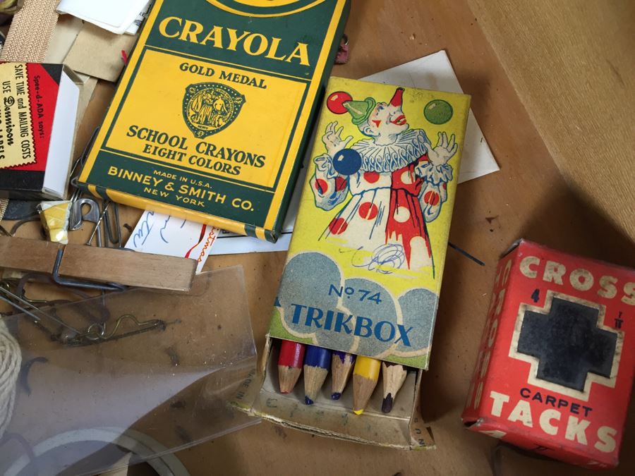 Vintage Art Deco Desk Filled With Vintage Office Supplies And Items [Photo 12]