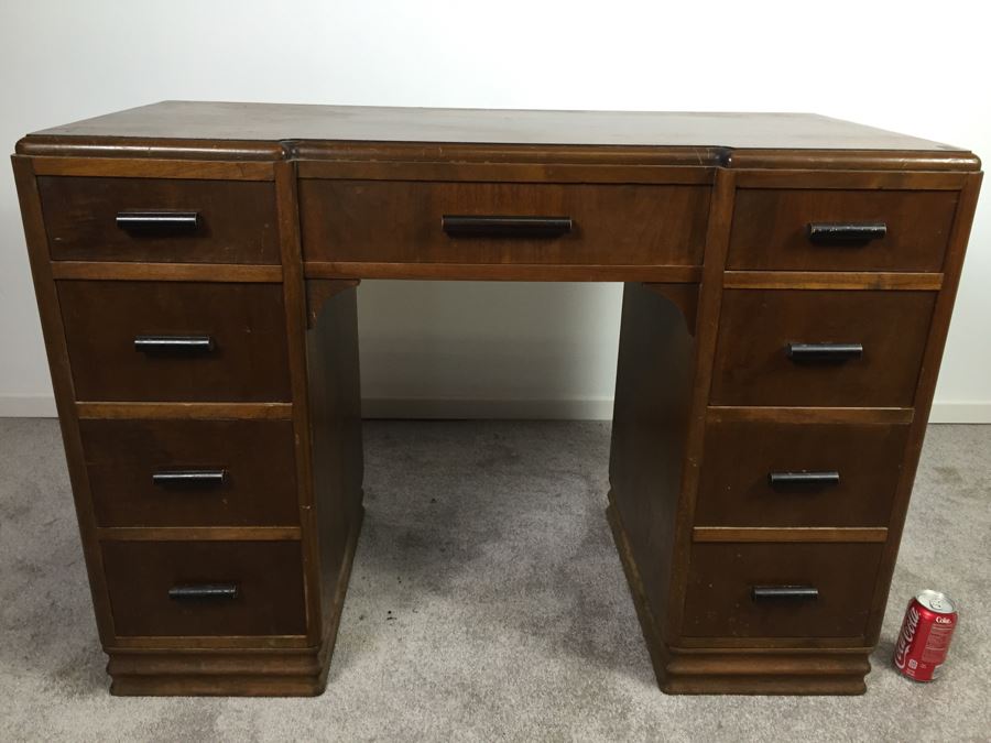 Vintage Art Deco Desk Filled With Vintage Office Supplies And Items [Photo 4]