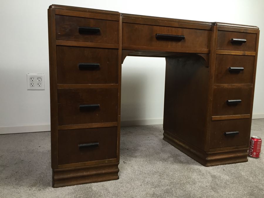 Vintage Art Deco Desk Filled With Vintage Office Supplies And Items [Photo 5]