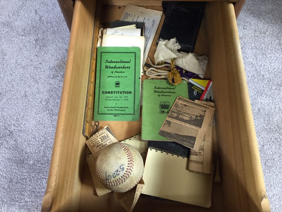 Vintage Art Deco Desk Filled With Vintage Office Supplies And Items [Photo 23]