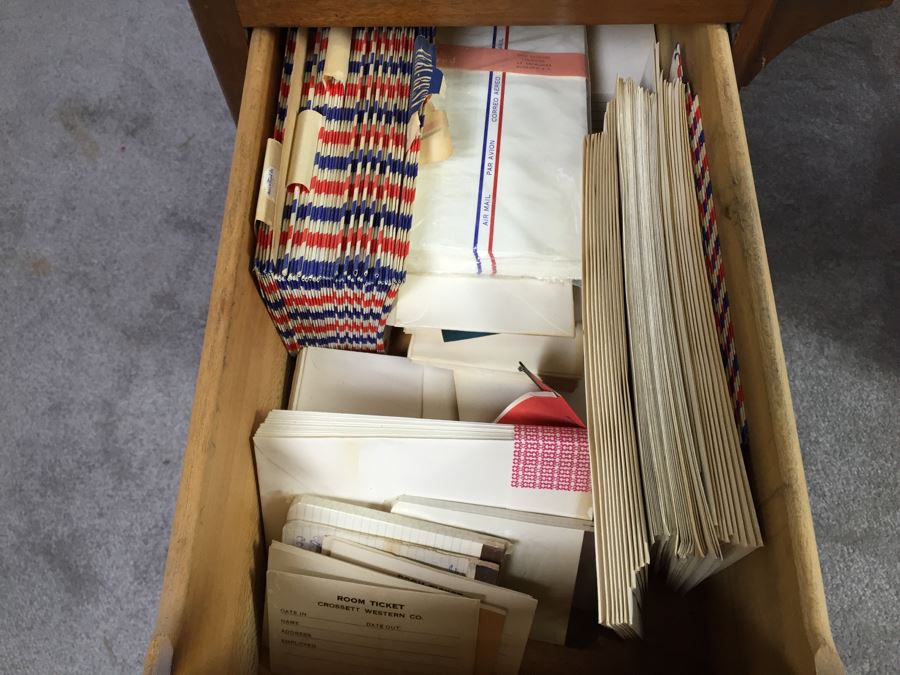 Vintage Art Deco Desk Filled With Vintage Office Supplies And Items [Photo 16]