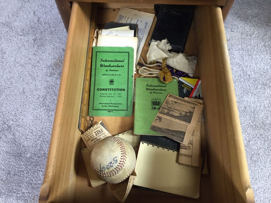 Vintage Art Deco Desk Filled With Vintage Office Supplies And Items [Photo 22]