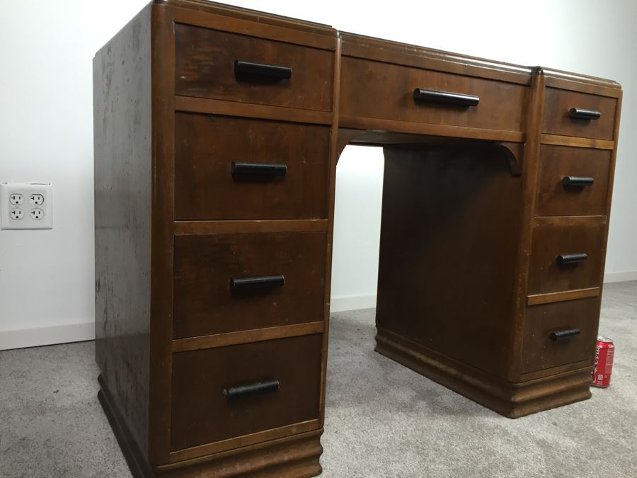 Vintage Art Deco Desk Filled With Vintage Office Supplies And Items [Photo 6]