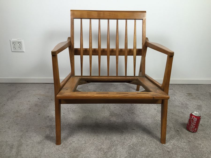Danish Mid-Century Modern Teak Chair With Cushions Needs Seat Straps [Photo 7]
