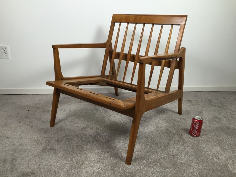 Danish Mid-Century Modern Teak Chair With Cushions Needs Seat Straps [Photo 4]