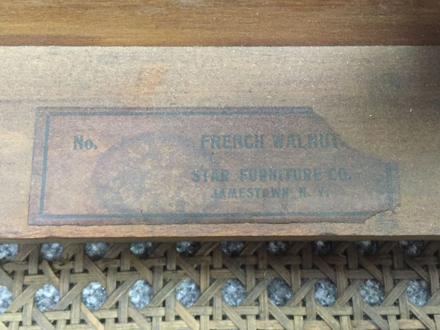 Side Table With Cane Top French Walnut Star Furniture Co Jamestown NY [Photo 3]