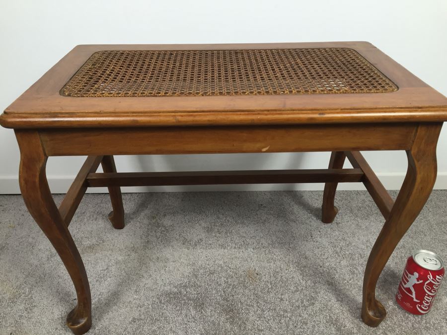 Side Table With Cane Top French Walnut Star Furniture Co Jamestown NY [Photo 5]