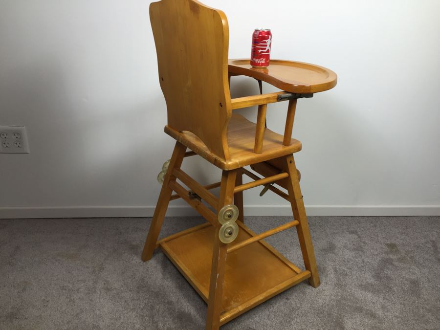 Vintage Wooden Baby High Chair
