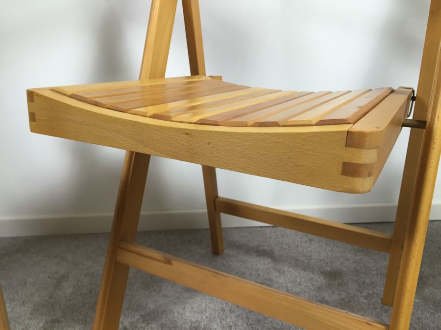 Set Of Four Wooden Folding Chairs Made In Romania [Photo 8]