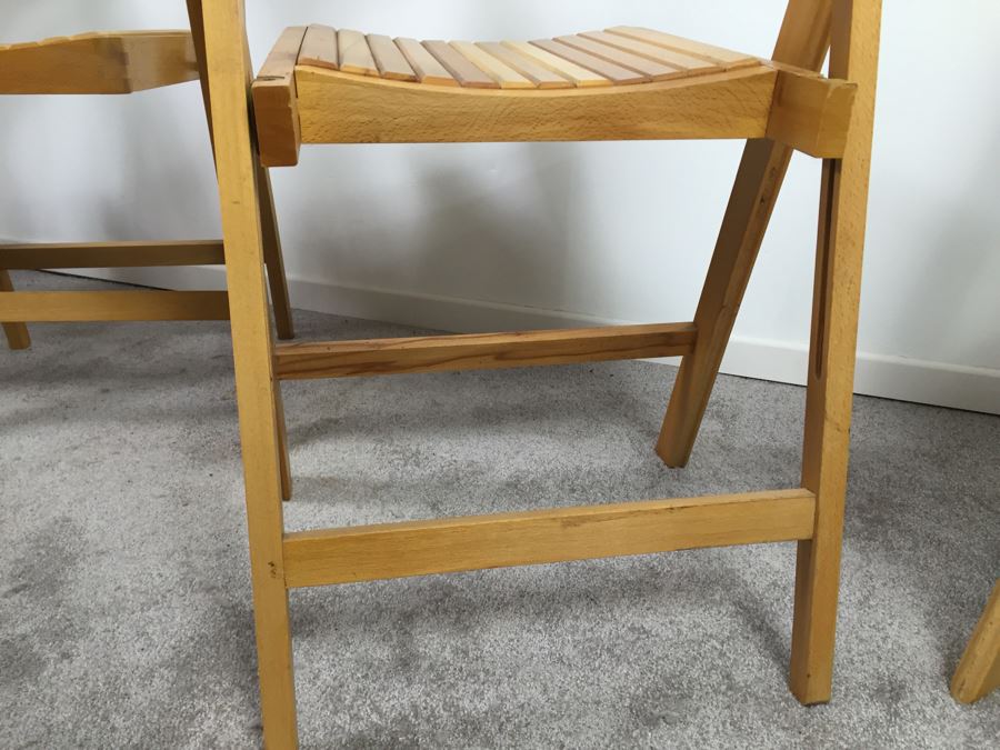 Set Of Four Wooden Folding Chairs Made In Romania [Photo 15]