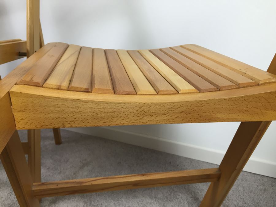 Set Of Four Wooden Folding Chairs Made In Romania [Photo 14]