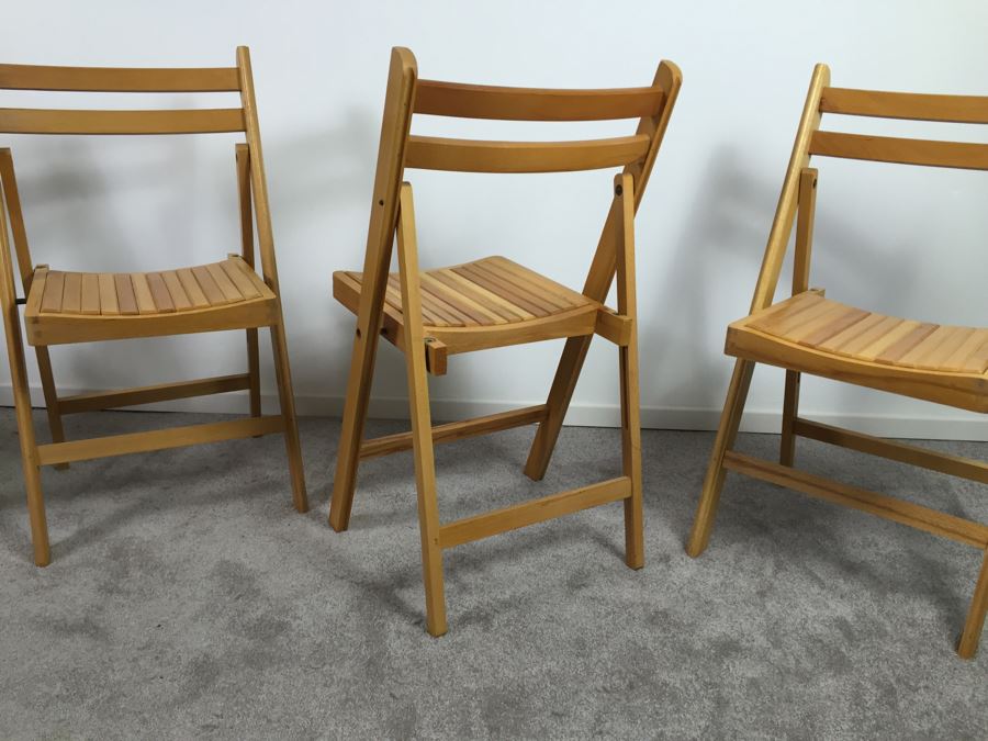 Set Of Four Wooden Folding Chairs Made In Romania [Photo 11]