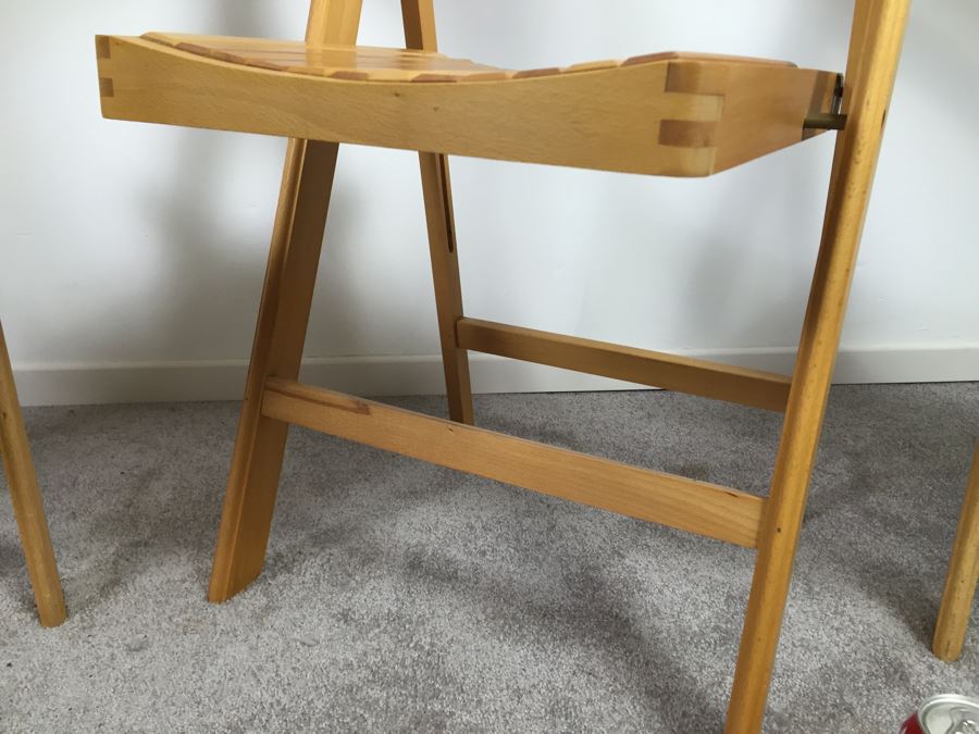 Set Of Four Wooden Folding Chairs Made In Romania [Photo 9]