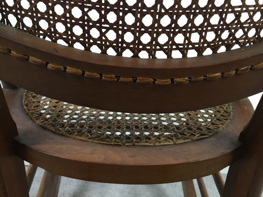 Vintage Cane Seat And Back Wooden Rocking Chair [Photo 12]