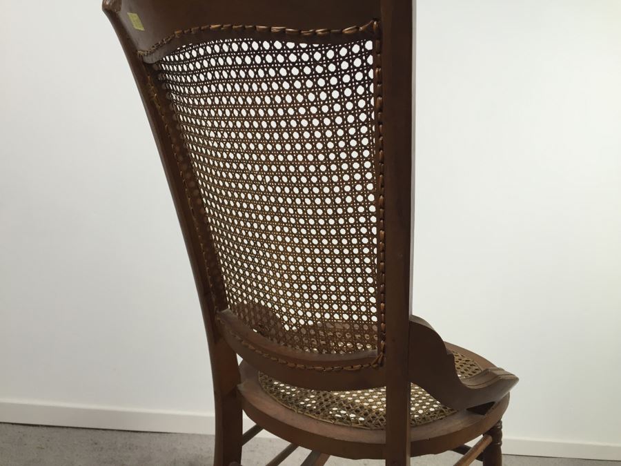 Vintage Cane Seat And Back Wooden Rocking Chair [Photo 10]