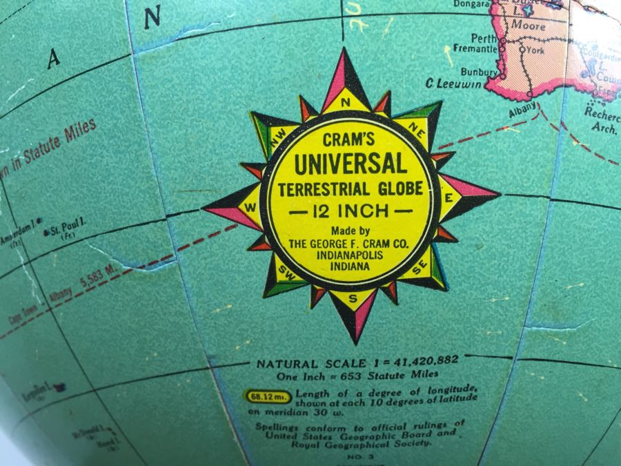 Vintage Cram's Universal Terrestrial Globe [Photo 12]