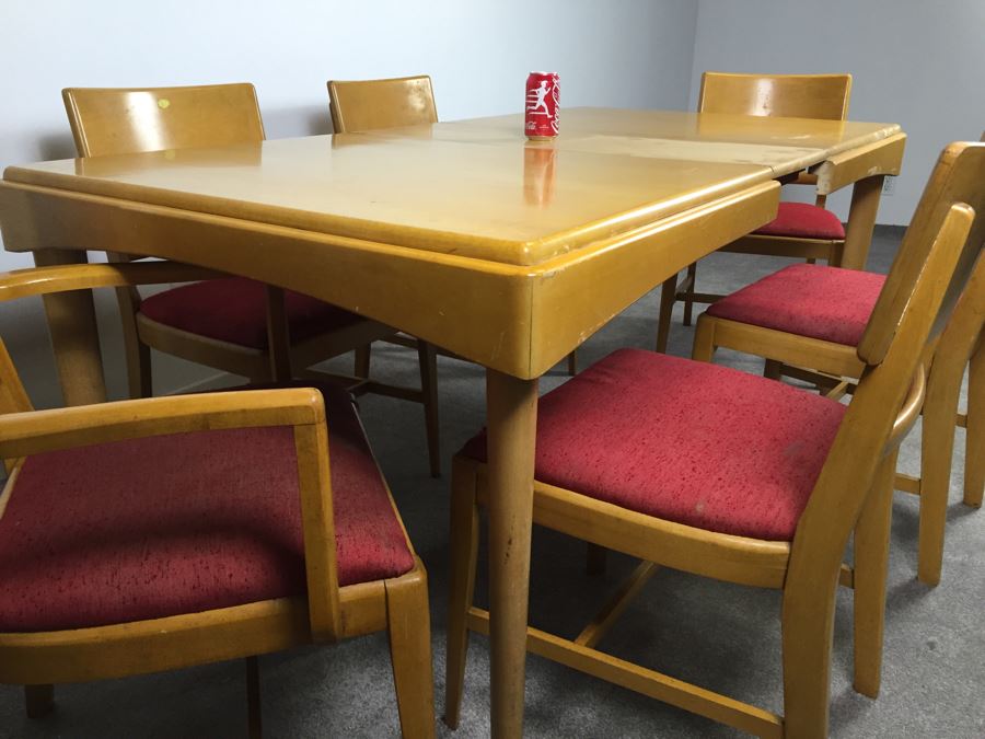 Mid-Century Modern Blonde Dining Table With 6 Chairs By Thomasville Chair Company [Photo 21]