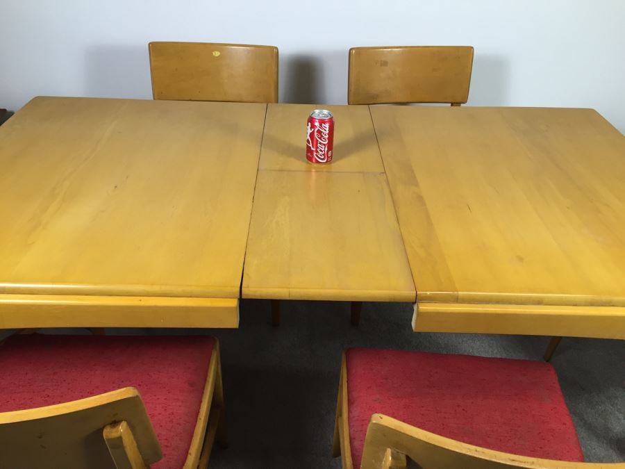 Mid-Century Modern Blonde Dining Table With 6 Chairs By Thomasville Chair Company [Photo 23]