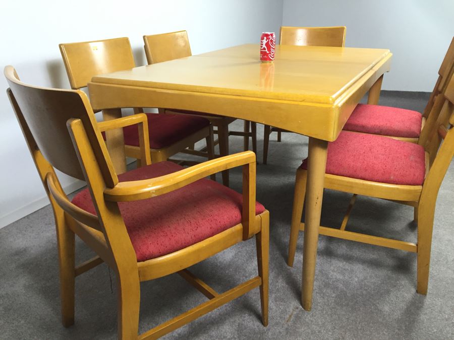blonde dining room table