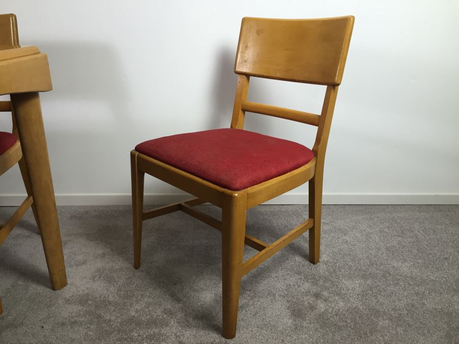 Mid-Century Modern Blonde Dining Table With 6 Chairs By Thomasville Chair Company [Photo 15]