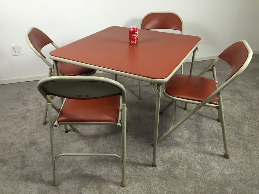 Samsonite Card Table With 4 Chairs Style No 8707