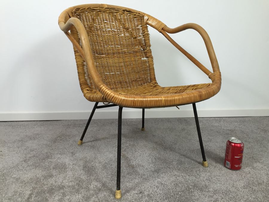 Mid-Century Wicker And Metal Chair
