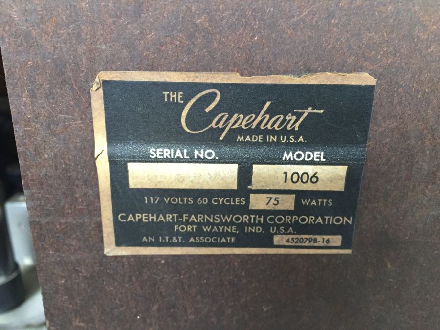 Vintage Capehart-Farnsworth Console Tube Radio With Record Player Model 1006 With Records - Platter Almost Spins Needs Servicing [Photo 33]