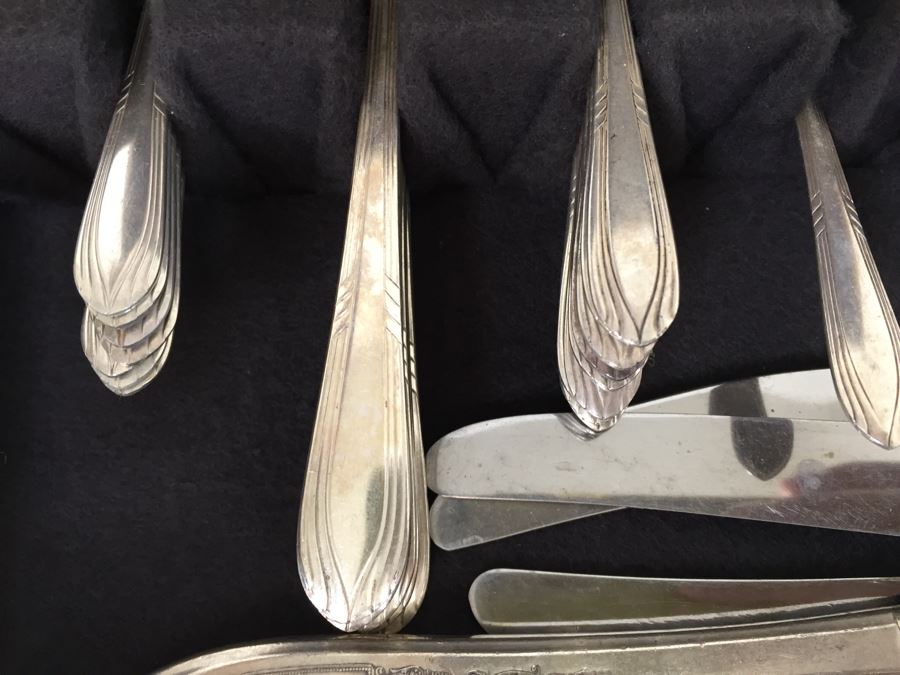 Silverware Box With Drawer - Top Drawer Is WM Rogers International Silver And Bottom Drawer Is Various Silverplate Flatware [Photo 10]