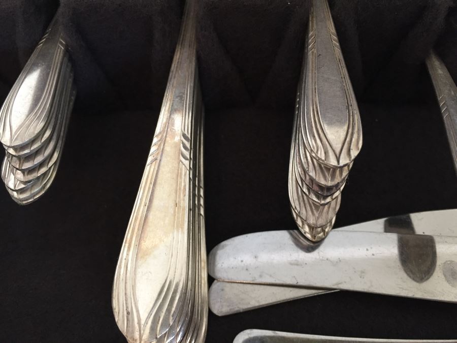 Silverware Box With Drawer - Top Drawer Is WM Rogers International Silver And Bottom Drawer Is Various Silverplate Flatware [Photo 6]