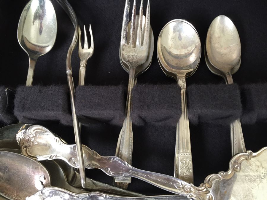 Silverware Box With Drawer - Top Drawer Is WM Rogers International Silver And Bottom Drawer Is Various Silverplate Flatware [Photo 12]