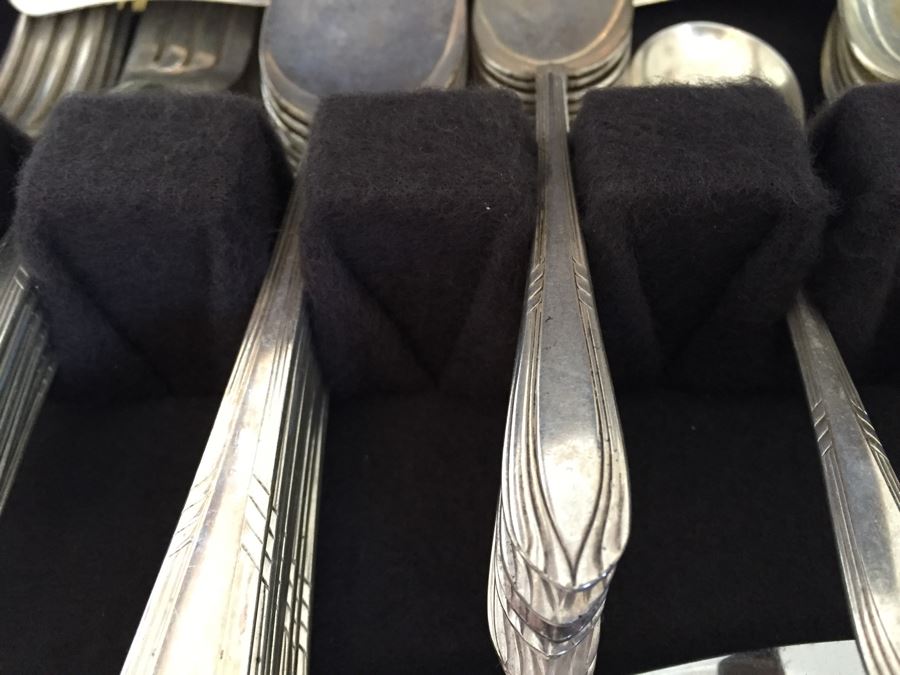 Silverware Box With Drawer - Top Drawer Is WM Rogers International Silver And Bottom Drawer Is Various Silverplate Flatware [Photo 7]