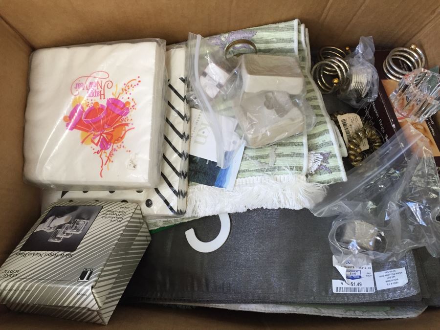 Box Filled With Placemats, Napkins & Napkin Rings Mostly New
