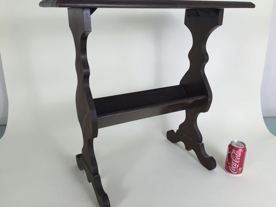 Wooden Table With Lower Book Rack