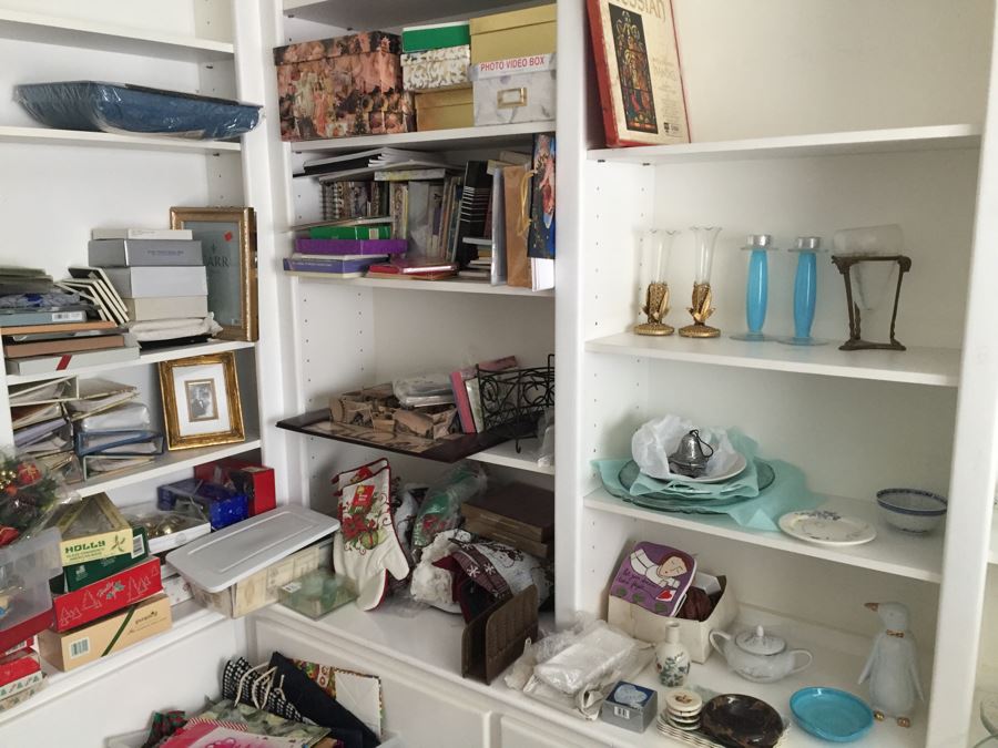 MEGA Home Decor And Crafting Lot With Candles, Stationary, Picture Frames, Candleholders, Gift Wrapping Supplies And More [Photo 3]