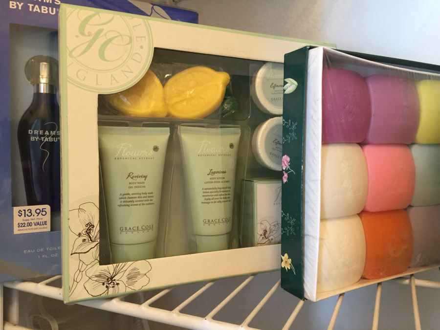 Closet Filled With Spa Related Gift Baskets For Women, New Soaps, Bath Salts, Lotions, Perfume, Hamper And More [Photo 13]